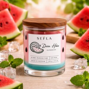 Nến Thơm SeFla Dưa Hấu - Hương Dứa Nhiệt Đới, Thơm Phòng & Mang Lại Năng Lượng Tươi Mới