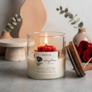 Nến Thơm SeFla Hồng Phai - Hương Hoa Hồng Cổ Điển Thanh Lịch, Thư Giãn & Decor Tinh Tế
