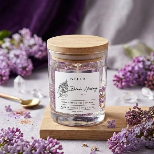 Nến Thơm SeFla Trong Suốt Đinh Hương - Hương Hoa Tử Đinh Hương Dịu Nhẹ, Thư Giãn & Decor Phòng - Hình ảnh 2