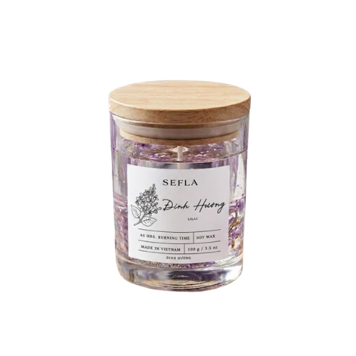 Nến Thơm SeFla Trong Suốt Đinh Hương - Hương Hoa Tử Đinh Hương Dịu Nhẹ, Thư Giãn & Decor Phòng - Hình ảnh 5